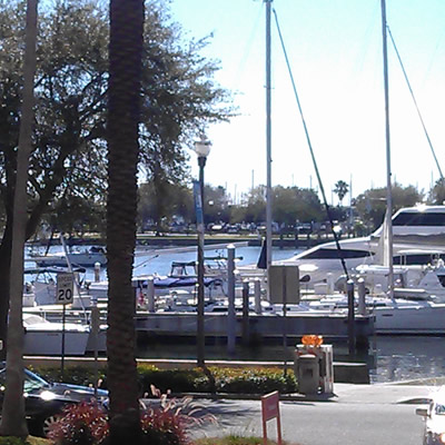 Outside the exhibit hall in sunny St. Petersburg