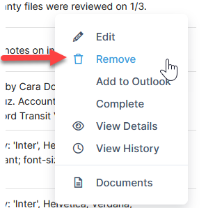 Remove Note Remove a Note · Quadra Support